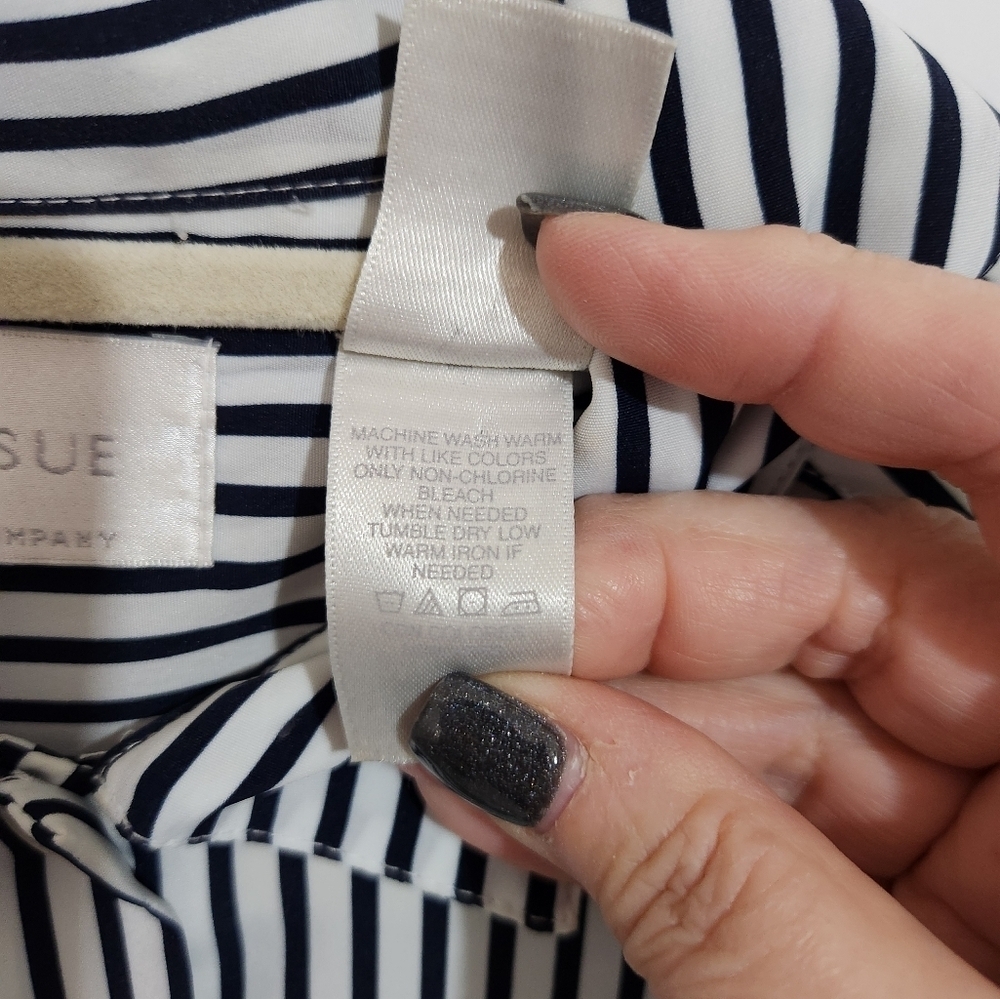 Womens black and white stripe blouse, size 10 - Picture 3 of 8